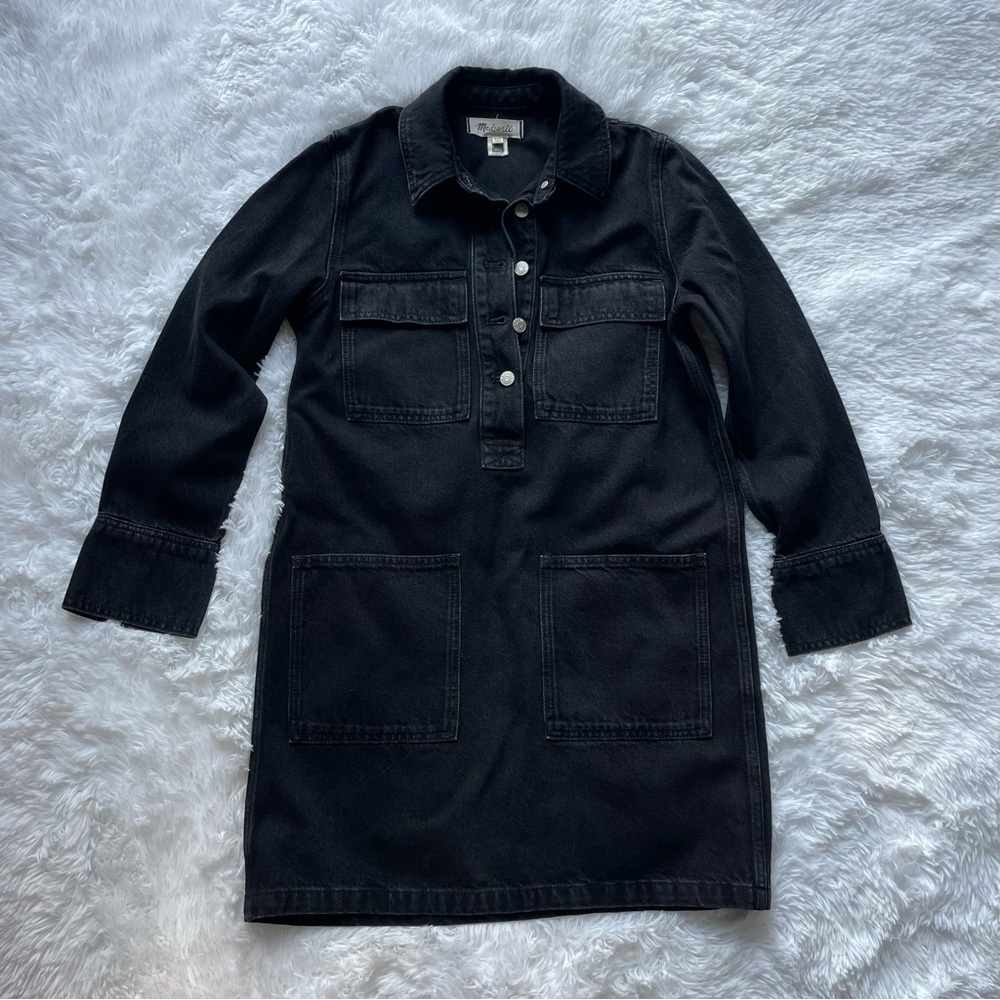 Madewell Black Popover Mini Shirt Dress‎ Size XXS